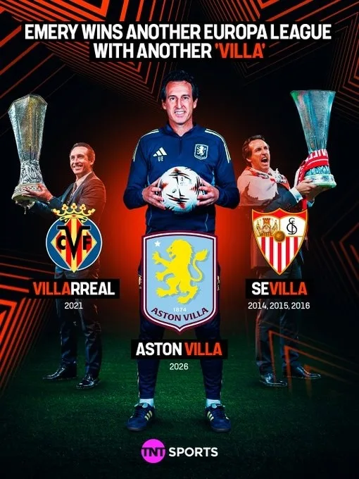 hấp dẫn! Emery đã dẫn dắt 3 đội vô địch Europa League tính đến thời điểm hiện tại và cả 3 đội đều mang tên “Biệt thự”.