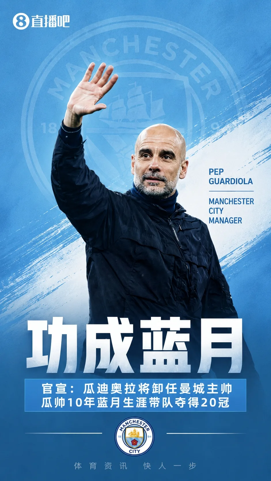 20 vương miện trong 10 năm! Chính thức: Guardiola sẽ ra đi vào cuối mùa giải! Dẫn dắt đội bóng giành 6 chức vô địch Premier League + chức vô địch Champions League đầu tiên