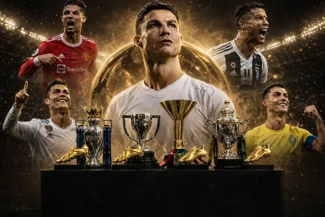 Cristiano Ronaldo giành 4 chức vô địch giải đấu hàng đầu khác nhau + Chiếc giày vàng, lập kỷ lục bóng đá