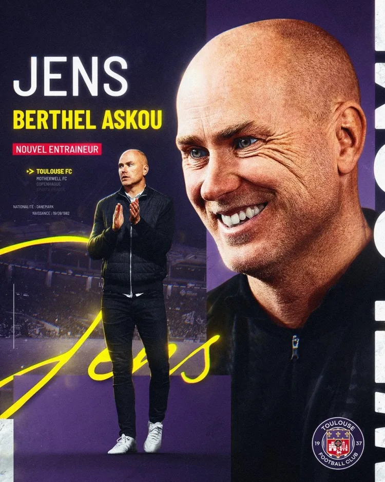 Toulouse bổ nhiệm Jens Berthel Askou làm HLV trưởng mới