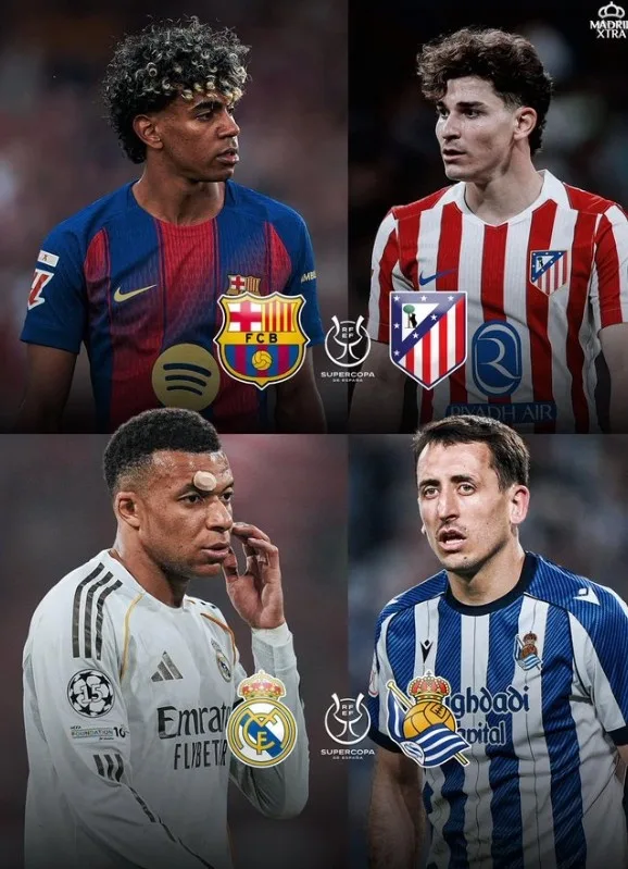 Công bố các trận bán kết Siêu cúp Tây Ban Nha mùa tới: Barcelona vs Atletico Madrid, Real Madrid vs Real Madrid