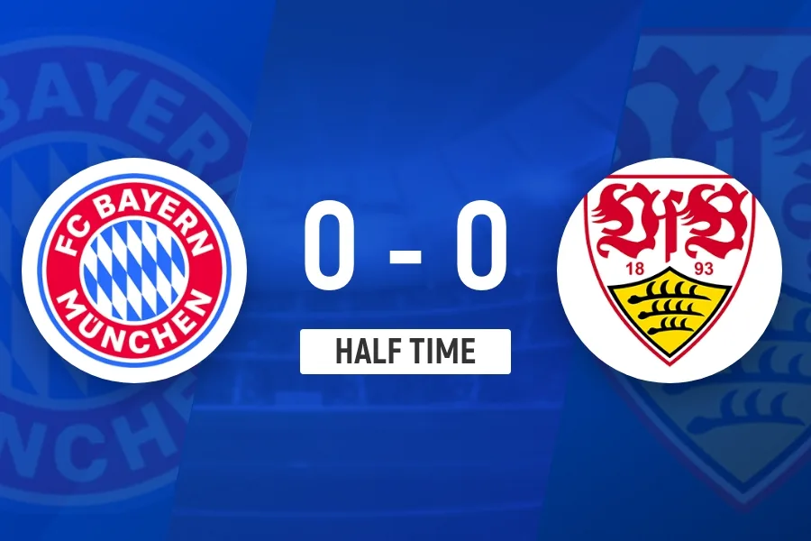 Hiệp một - Bayern Munich tạm thời 0-0 Stuttgart. Urbig cứu nguy cho Stuttgart và phạm 7 lỗi không rút thẻ.