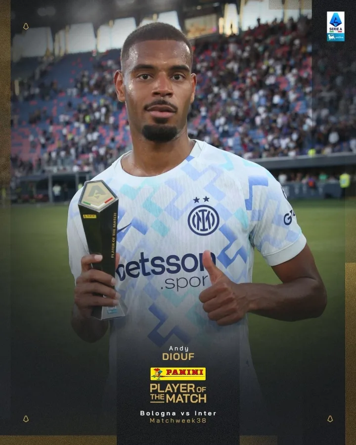Hiệu suất hoàn hảo! Diouf ghi bàn ở phút bù giờ giúp Inter gỡ hòa và được trao giải MVP.