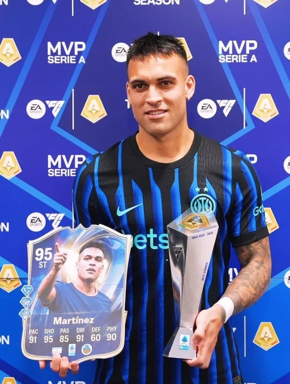 Sân 29 Bóng 17 Hỗ trợ 6! Trung vệ Lautaro của Inter nhận cúp Tiền đạo xuất sắc nhất mùa giải Serie A