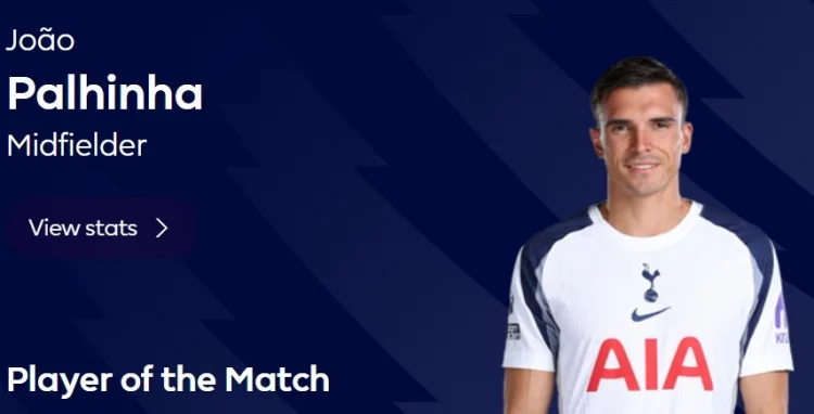 Ghi bàn thắng duy nhất, quan chức Premier League: Palinha được bầu chọn Tottenham 1-0 Everton Man of the Match