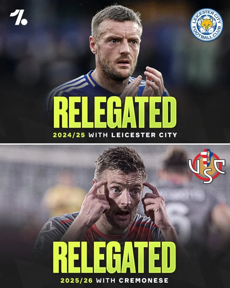 Buồn! Vardy 39 tuổi đã chứng kiến ​​đội bóng của mình xuống hạng 2 mùa giải liên tiếp.