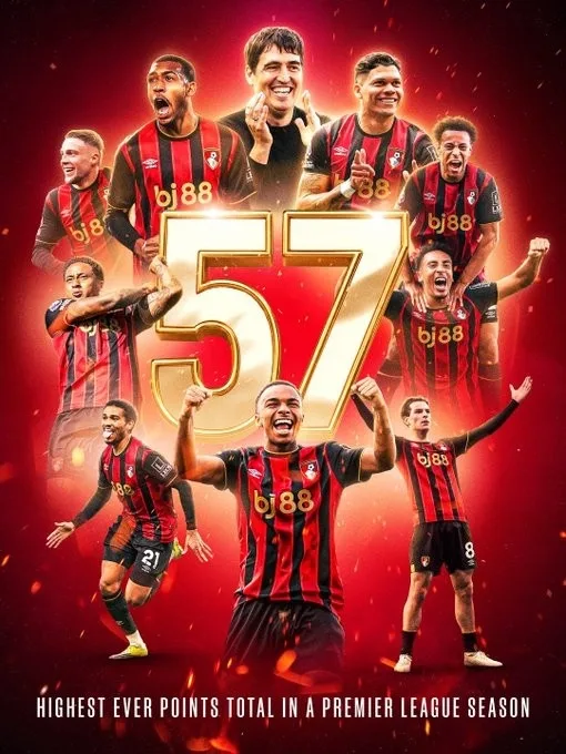Bournemouth đăng poster ăn mừng: Điểm 57 lập kỷ lục số điểm cao nhất lịch sử đội bóng Ngoại hạng Anh