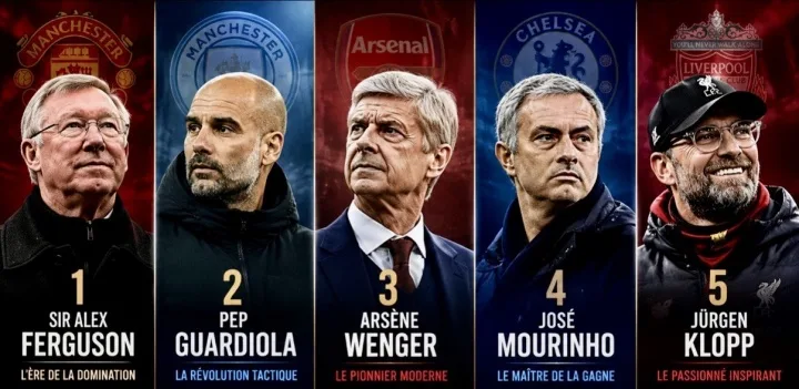 Năm điều phải có ở Premier League! Phóng viên liệt kê 5 HLV xuất sắc nhất lịch sử Ngoại hạng Anh: Sir Alex Ferguson, Pep Guardiola, Arsene Wenger, Mourinho và Klopp