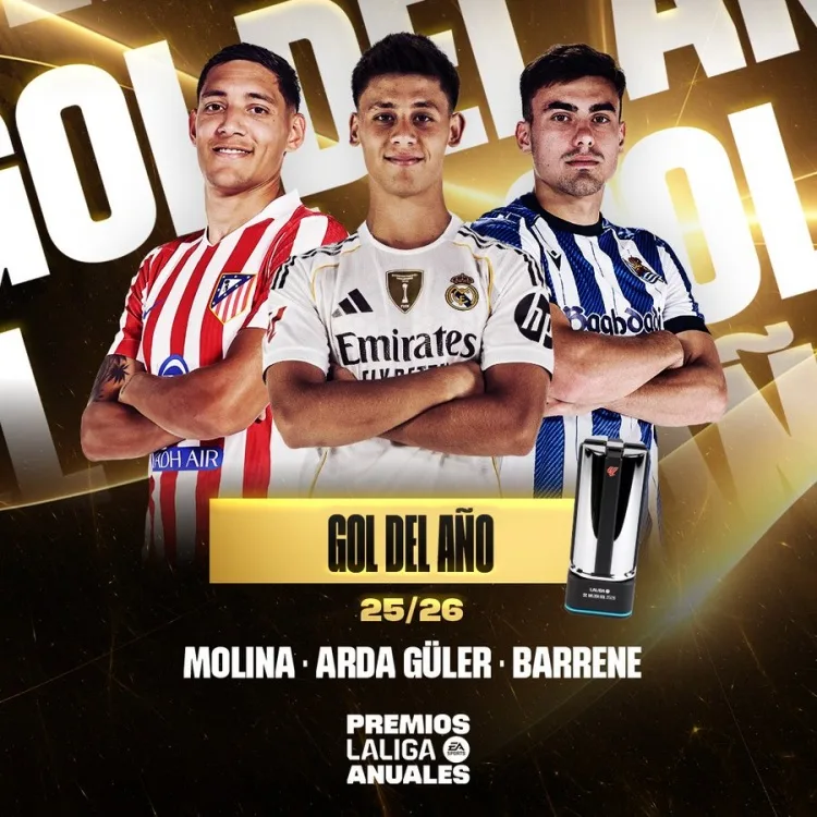 Ứng cử viên bàn thắng đẹp nhất mùa La Liga: Guler, cú lốp bóng của Barrenechea, làn sóng thế giới của Molina