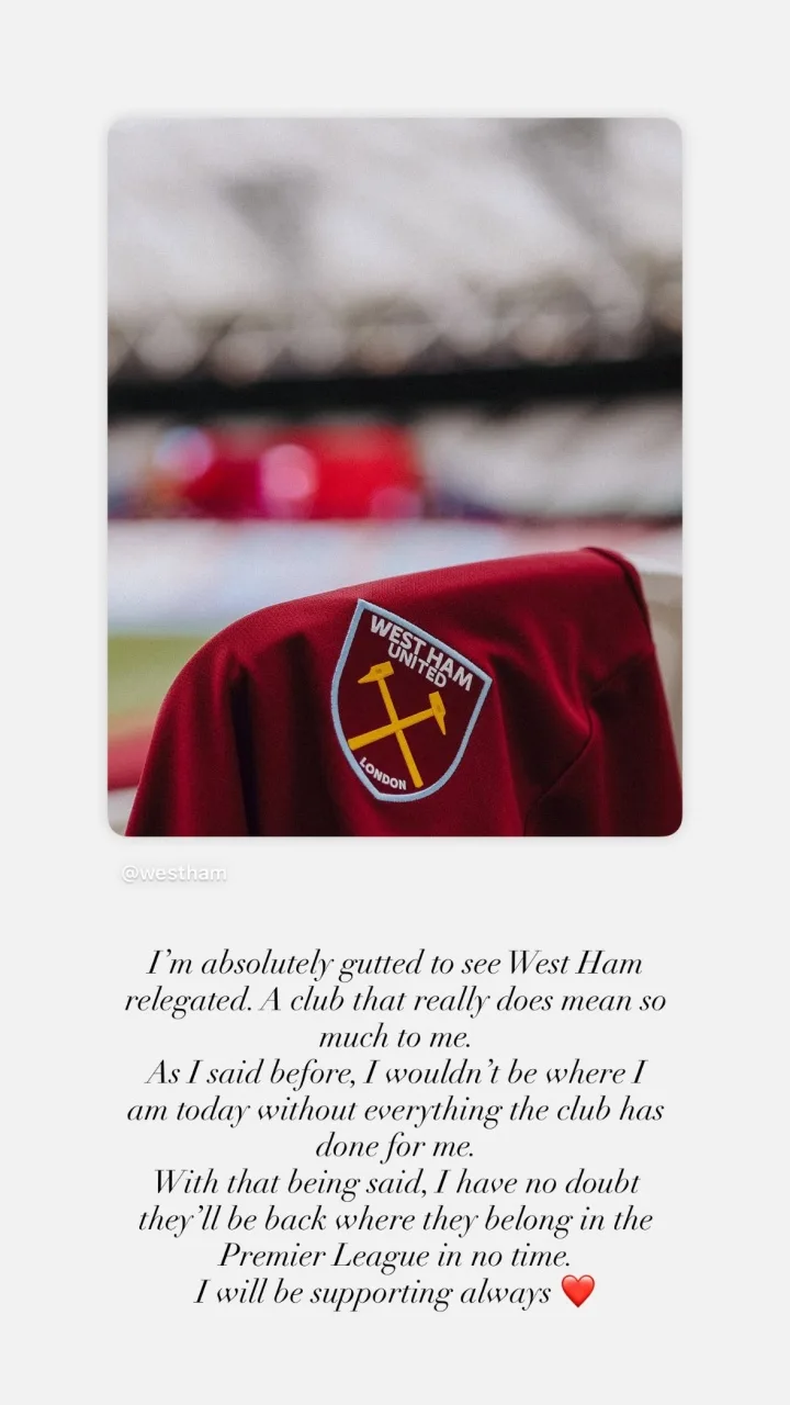 Rice: Tôi rất đau lòng khi West Ham xuống hạng. Nếu không có họ, tôi sẽ không có được vị trí như bây giờ