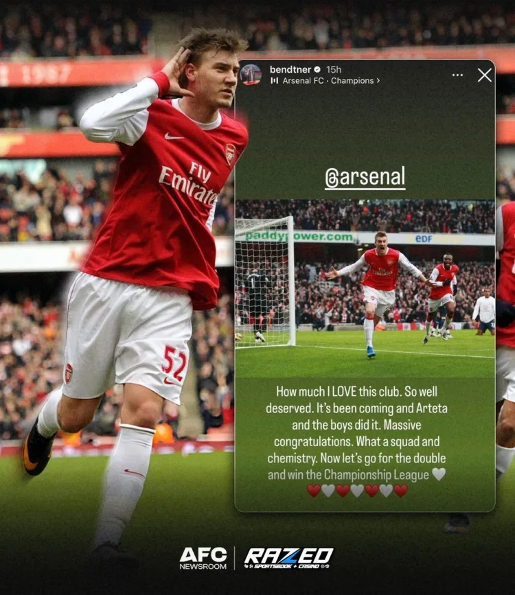 Bendtner chúc mừng Arsenal vô địch: Tôi rất yêu CLB này và chức vô địch rất xứng đáng
