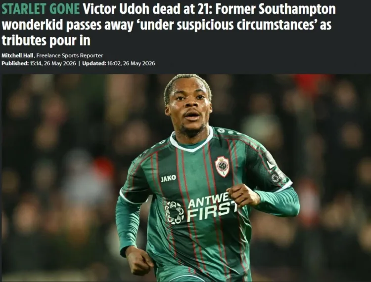 The Sun: Cựu cầu thủ Southampton Udo qua đời ở tuổi 21, nguyên nhân cái chết đáng ngờ