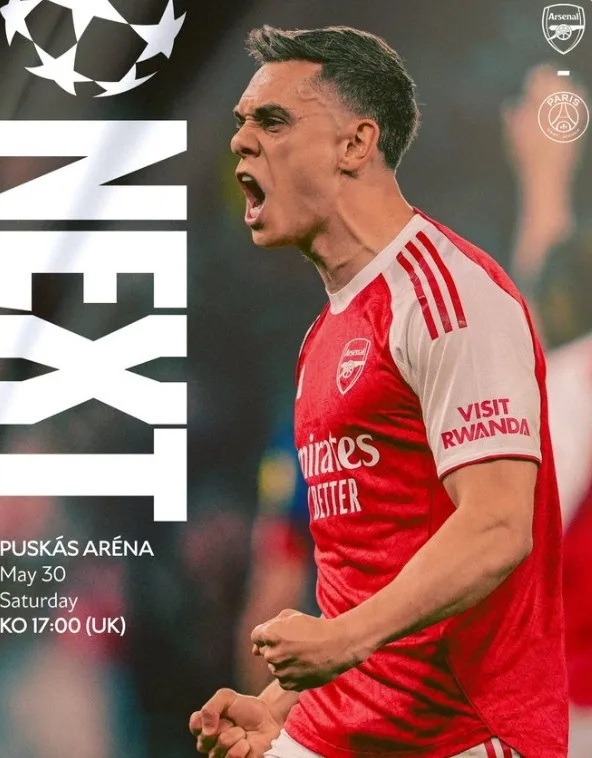 Sẽ đối mặt với đương kim vô địch Paris! Arsenal xem trước poster chung kết Champions League, Trossard xuất hiện một mình