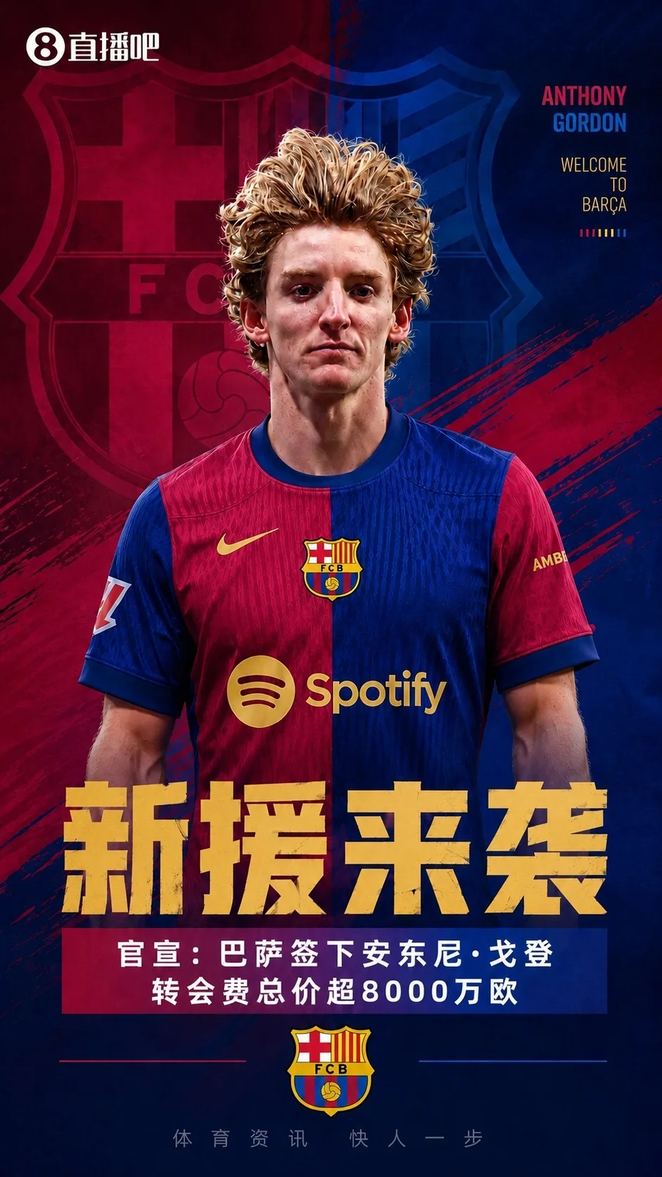 Chính thức: Barca ký 5 năm với Gordon, tổng phí vượt 8000 vạn euro
