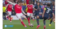 Cơ hội bị bỏ lỡ! Odegaard thực hiện đường chuyền, cú sút của Havertz trong vòng cấm đã bị Marquinhos cản phá.