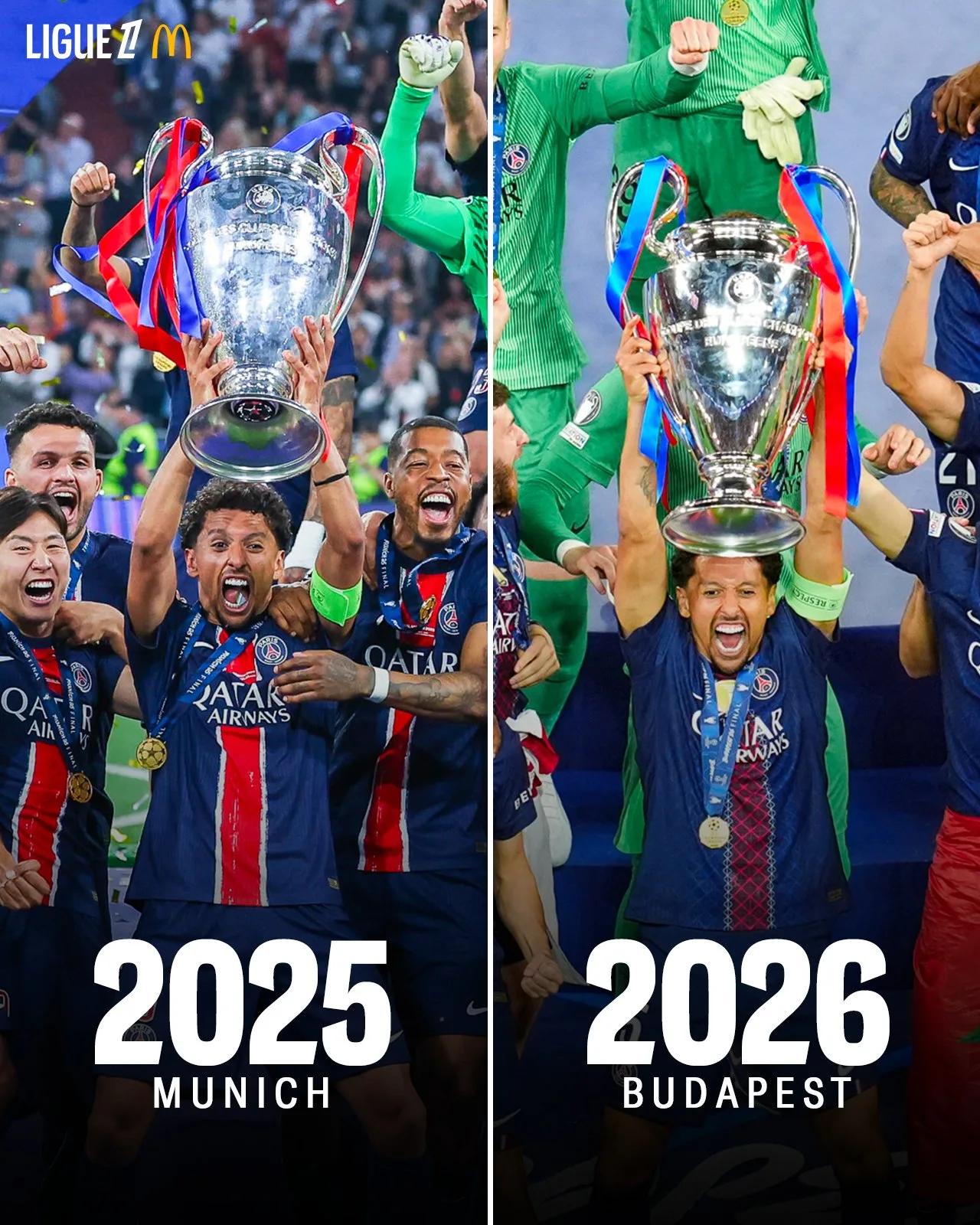 Paris đã đánh bại Arsenal để giành chức vô địch Champions League mùa giải 25-26, mạng xã hội chính thức của Ligue 1 Pháp: sao chép-dán