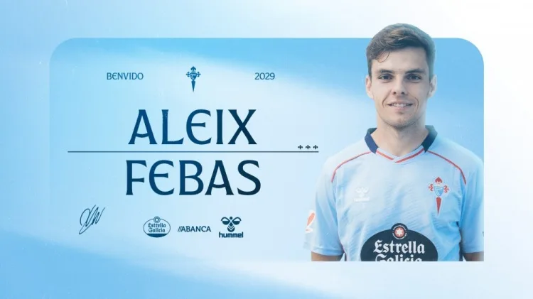 Chính thức: Celta Vigo đã ký hợp đồng với tiền vệ Alex Febas, 1QXZ tuổi, theo diện miễn thị thực và có hợp đồng đến 0QXZ năm và 2QXZ tháng. (2029) (30) (2029) (6)