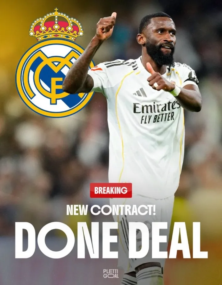 Đã ký rồi! De Sky: Rudiger đã gia hạn hợp đồng với Real Madrid đến năm 2027 và sẽ được công bố chính thức sau cuộc bầu cử tổng thống