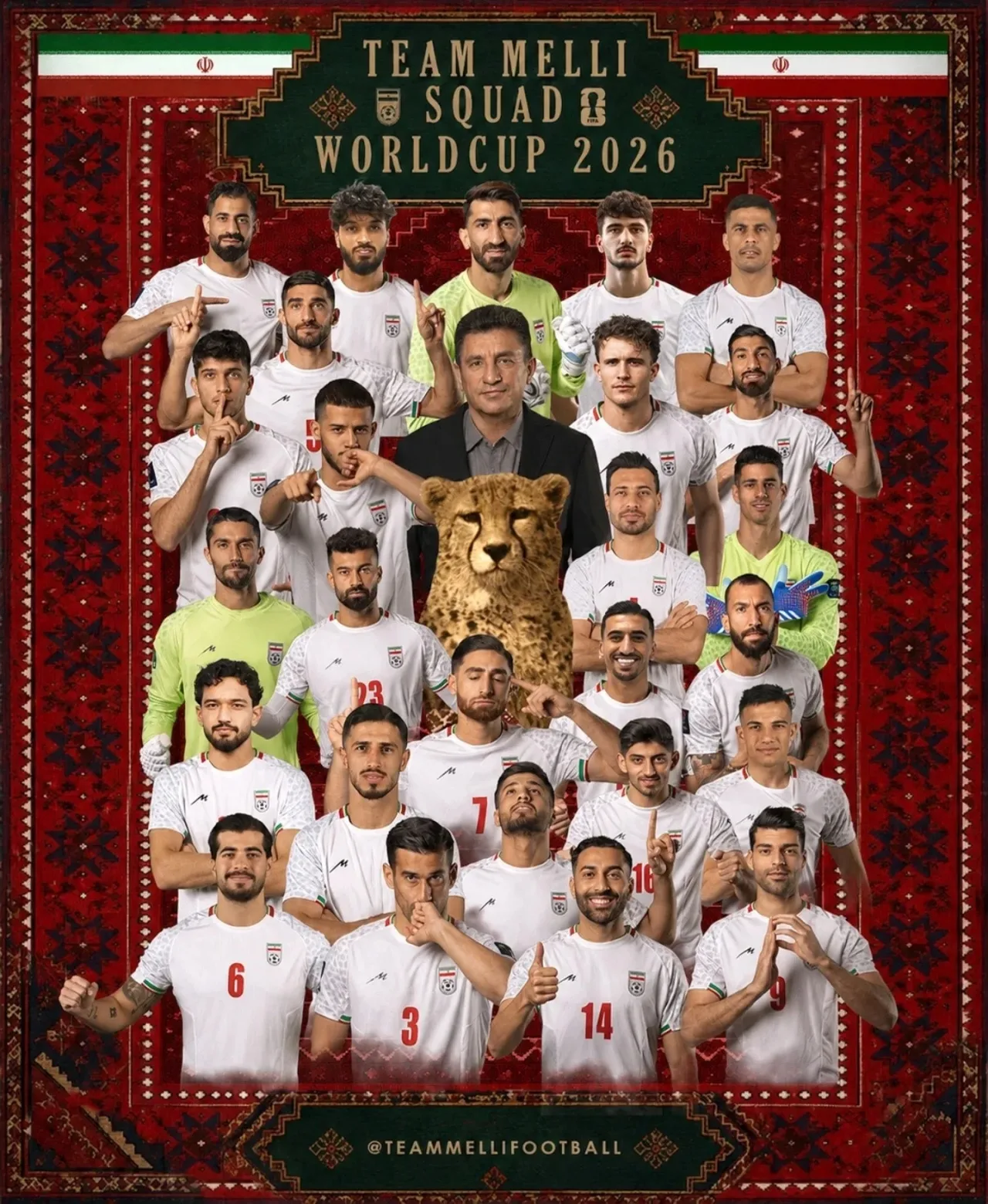 Tổng giá trị đội hình dự World Cup của Iran: Tổng giá 3265 450 euro, 450 của Gayedi 10.000 euro là cao nhất