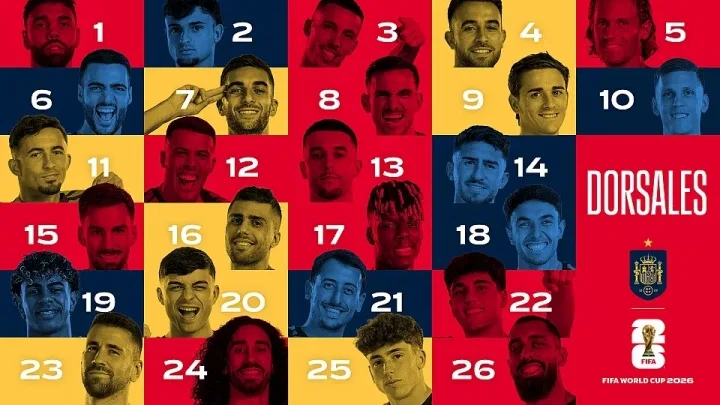 Số áo Tây Ban Nha dự World Cup: Olmo 10, Rodri 16, Yamal 19 Pedri 20