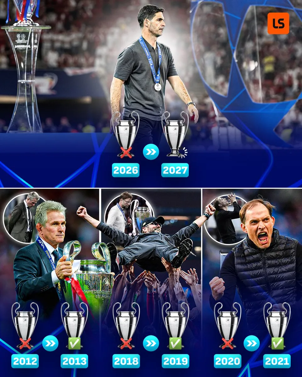 Sự chuộc lỗi của Ta Shuai? Chỉ có 3 HLV trong lịch sử Champions League giành được danh hiệu ở mùa giải tiếp theo sau khi thua trận chung kết.