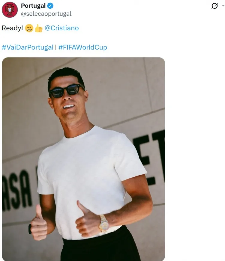Đeo kính râm trông thật ngầu! Đội tuyển Bồ Đào Nha chính thức đăng ảnh Ronaldo: Sẵn sàng