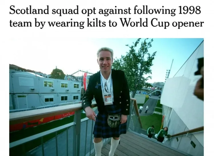 Scotland không mặc váy tại World Cup: không theo truyền thống 1998, tập trung vào bóng đá