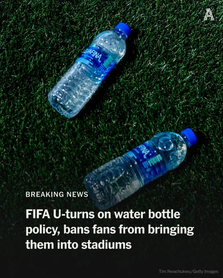 TA: Lệnh cấm mang chai nước vào World Cup đã gây tranh cãi và bị nghi ngờ là chỉ nhằm mục đích kiếm tiền.