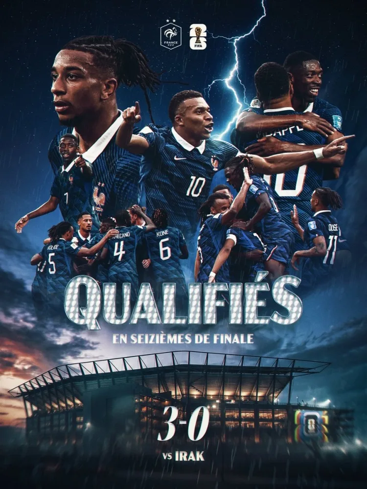 Pháp sớm vào vòng knock-out, Mbappe cùng dàn sao xuất hiện trên poster chúc mừng