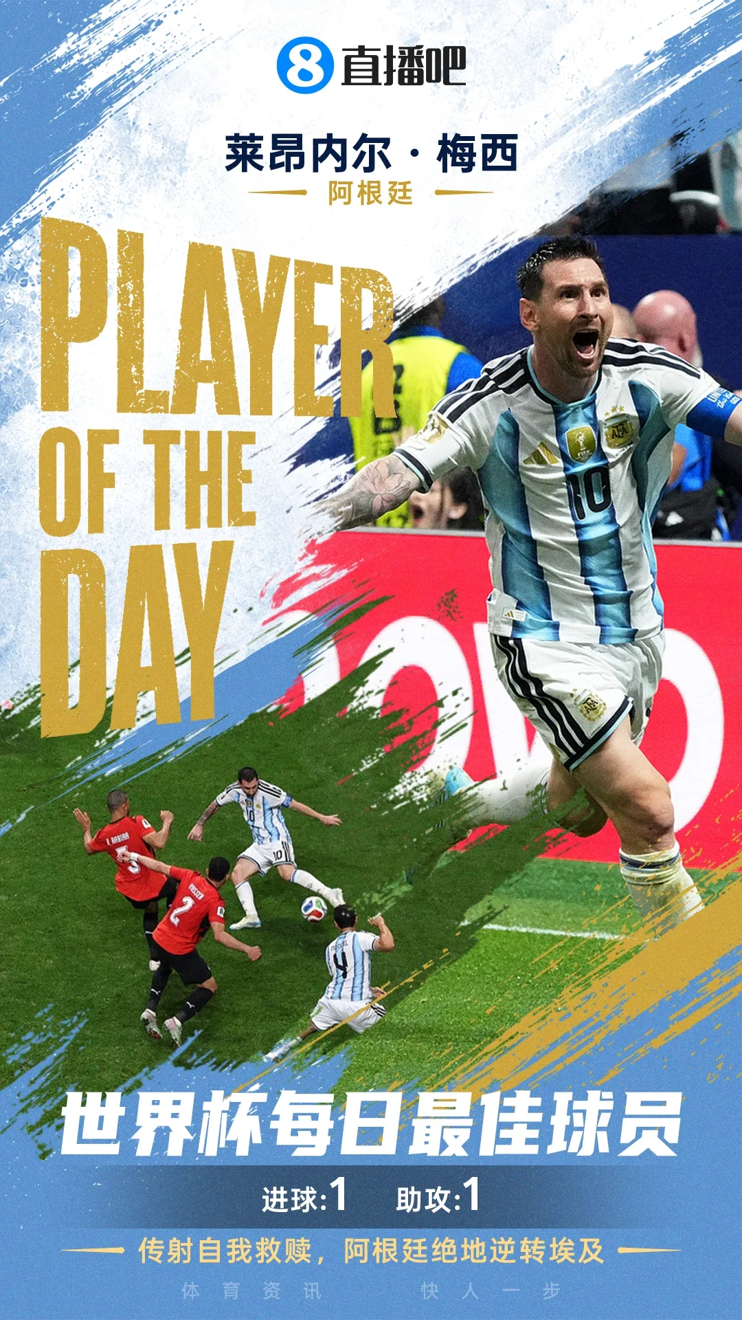 Messi được vinh danh MVP ngày thi đấu thứ 27 sau màn ngược dòng trước Ai Cập