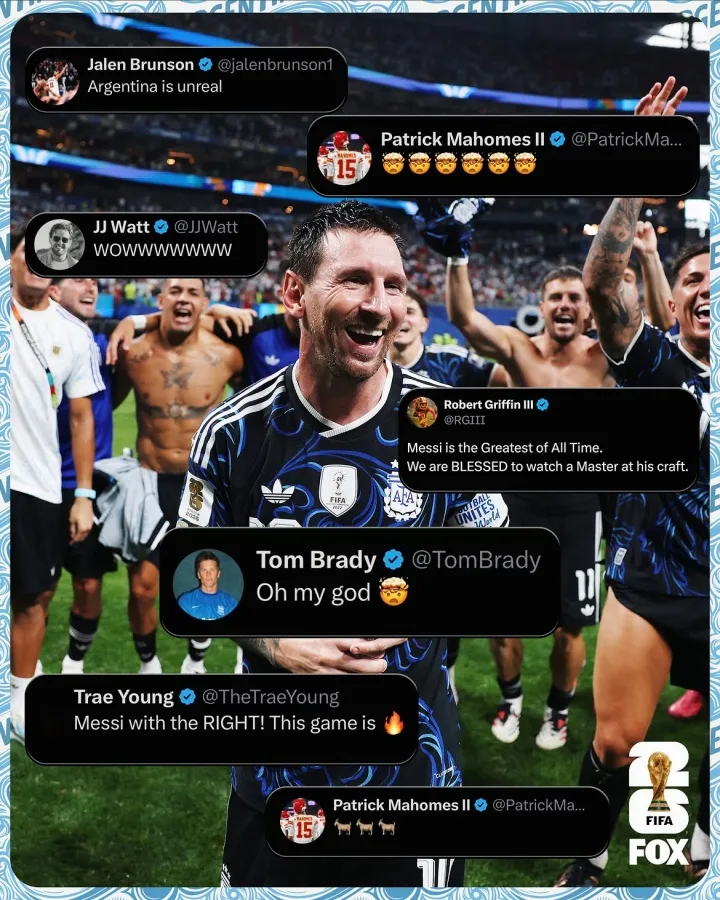 Được thảo luận sôi nổi trên khắp nước Mỹ! Tom Brady, Brunson, Trae Young đều khen ngợi Messi và Argentina