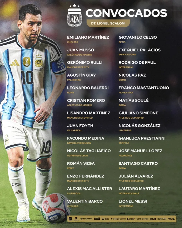 Argentina triệu tập Messi cho trận chia tay, Lautaro và Álvarez góp mặt